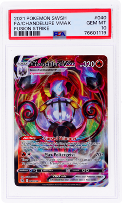 2021 Pokemon Sword and Shield Fusion Strike Chandelure Vmax #40 PSA 10 - Image 1