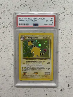 Ampharos 1/64 Rare Holo 2001 Pokemon Neo Revelation PSA 6 EX-MT SWIRL - Image 1