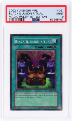2002 Yu-Gi-Oh Magic Ruler 1st Edition Black Illusion Ritual Sr #MRL51 PSA 9 - Image 1
