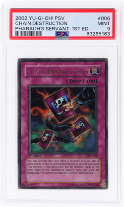 2002 Yu-Gi-Oh Pharaoh's Servant 1st Edition Chain Destruction Ur #PSV6 PSA 9 - Image 1
