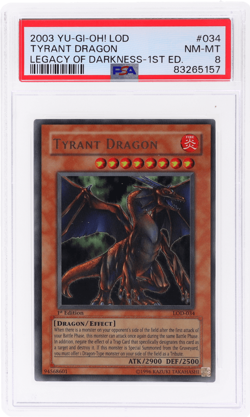 2003 Yu-Gi-Oh Legacy of Darkness 1st Edition Tyrant Dragon Ur #LOD34 PSA 8 - Image 1