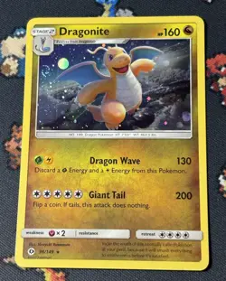 Pokemon Tcg: Dragonite Sun & Moon 96/149 Cosmos Holo W/ Galaxy Swirl Promo Wow!! - Image 2