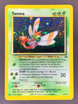Yanma Holo 017/075 Neo Discovery 2001 English Pokemon Card MP - Image 1