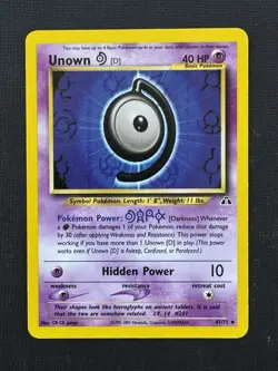 Pokemon Unown [D] 47/75 Neo Discovery Basic Regular Uncommon 40HP Hidden Power - Image 1