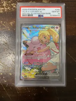 2026 POKEMON ASCENDED HEROES LILLIE'S CLEFAIRY EX #280 PSA 10 GEM MINT LOW POP - Image 1