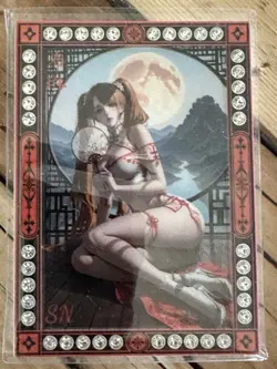 One Piece CCG Goddess Pudding Metal Card - Beauty With A Fan - Image 1