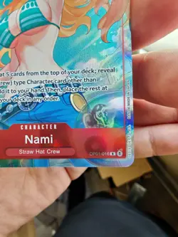 One Piece OP01-016 Romance Dawn Nami Pre-Errata Alt Alpha " Reveal 1 " - Image 4