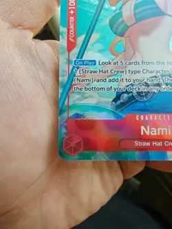 One Piece OP01-016 Romance Dawn Nami Pre-Errata Alt Alpha " Reveal 1 " - Image 5