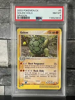 PSA 8 NM-MINT Golem HOLO 5/97 EX Dragon 2003 Pokemon Card - Image 1