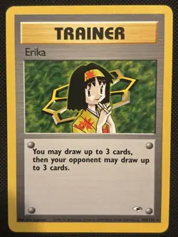Pokemon TCG Erika Trainer Card 100/132 Gym Heroes Series NM - Image 1
