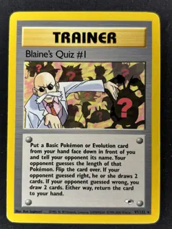 Blaine's Quiz #1 97/132 - Gym Heroes Non Holo Rare Trainer Pokemon Card - MP - Image 1