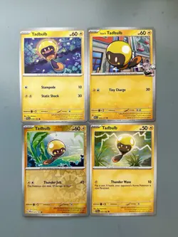Lightning Type Pokemon TCG Tadbulb Lot 4 Regular & Foil Common Cards PAL OBF ASC - Image 1