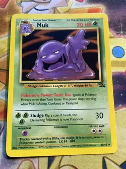 Muk 28/62 Rare Fossil Pokemon Near Mint Pokemon Card NM - Image 1