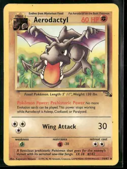 ✰ AERODACTYL 16/62 RARE FOSSIL POKEMON ✰ MP - Image 2
