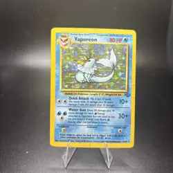 Pokemon Vintage Card TCG Vaporeon Holo Rare Card 12/64 Jungle Dmg -c - Image 1