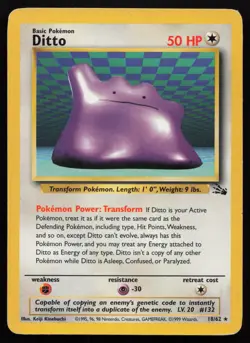 Pokemon Vintage Ditto (18) 18/62 Fossil Non-Holo - HP / DMG - Image 1
