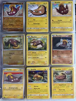 Pokemon Card Species Set Lot - 9x Unique Cards / Stunfisk Family - Image 1
