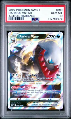 2022 Pokemon Sword & Shield Astral Radiance #099 Darkrai VSTAR PSA 10 Gem Mint - Image 1
