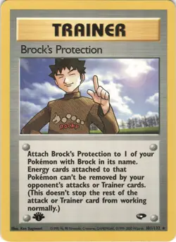 Brock's Protection 101/132 1st Edition R Gym Challenge LP Pokemon - Image 1