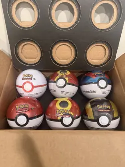 Pokemon TCG Poke Ball Tin Lot (6 Tins) Costco Bundle 18 Booster Packs Sealed New - Image 1