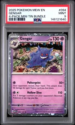 2025 POKEMON PROMO 4-PACK MINI TIN BUNDLE #094 GENGAR PSA 9 - Image 1
