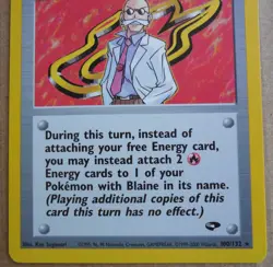 Blaine 100/132 Rare Gym Challenge Non-Holo Trainer Pokemon NM/LP - Image 3