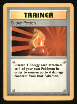 Super Potion 90/102 Uncommon Base Set Shadowless Pokemon Unlimited Near Mint - Image 1