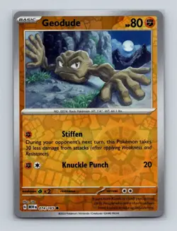 Geodude 074 2023 Pokemon Scarlet & Violet MEW 151 Reverse Holo Card NM+ - Image 1