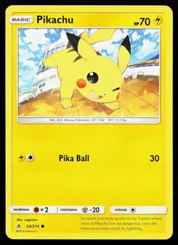 Pikachu 54/214 Common Unbroken Bonds Pokemon Card - Image 1