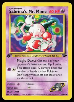 Sabrina's Mr. Mime 59/132 Uncommon 1st Edition Gym Challenge Pokemon Card - Image 1