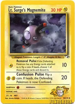 Pokemon Gym Heroes Card 50/132 Lt. Surge's Magnemite - Image 1