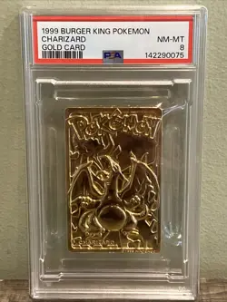 1999 Pokemon Burger King Charizard Gold Card PSA 8 - Just Graded - Image 1