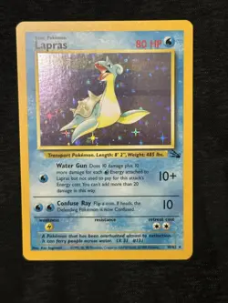 Pokemon Lapras 10/62 Fossil Holo Card Rare HP 80 1999 Millennium Y2K CENTERED! - Image 2