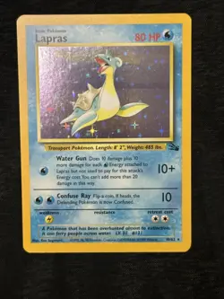 Pokemon Lapras 10/62 Fossil Holo Card Rare HP 80 1999 Millennium Y2K CENTERED! - Image 3