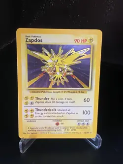 Pokemon Zapdos 16/102 Base Set Holo Rare 90 HP English Card - Image 1
