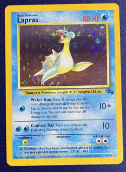 Lapras Holo 10/62 Fossil Set 1999 WOTC Pokemon Card – Moderately Played - Image 1