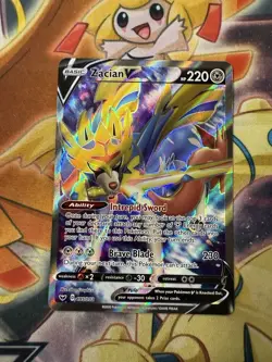Zacian V 195/202 Sword & Shield Base Full Art Ultra Rare Pokemon TCG Card NM - Image 1