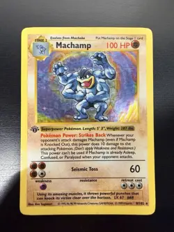 Pokemon Machamp Deck Exclusives 1st Edition Shadowless 100 HP Holo 8/102 English - Image 1