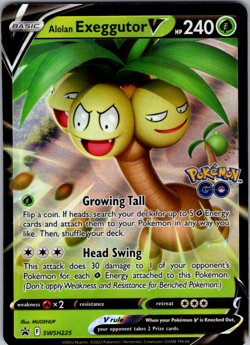 Alolan Exeggutor V - SWSH225 - Pokemon Sword & Shield Base Set Rare Card NM - Image 1