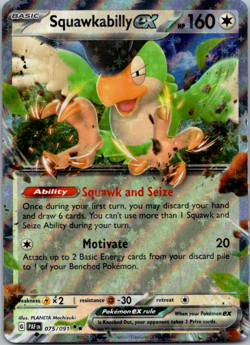 Squawkabilly ex 075/091 SV: Paldean Fates Holo Pokemon NM - Image 1