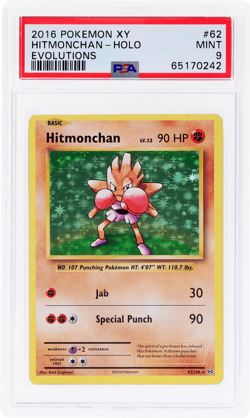 2016 Pokemon XY Evolutions Hitmonchan Holo #62 PSA 9 - Image 1