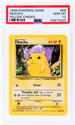 1999 Pokemon Base Set Pikachu #58 PSA 10 - Image 1