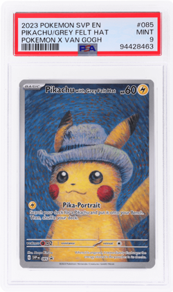 2023 Pokemon Promo Pikachu With Grey Felt Hat Pokemon X Van Gogh #085 PSA 9 - Image 1
