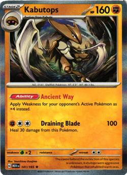 Pokemon TCG Kabutops 141/165 Sv:151 Rare Holo NM - Image 1