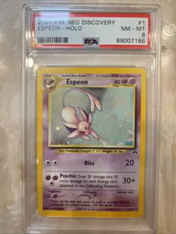 2001 Pokemon Neo Discovery Holo Espeon PSA 8 NM-MT - Image 1