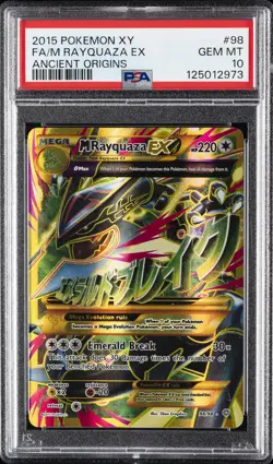 2015 POKEMON XY ANCIENT ORIGINS #98 FULL ART/M RAYQUAZA EX PSA 10 - Image 1