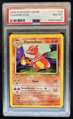 1999 Pokemon Unlimited Charmeleon Uncommon #24/102 PSA 8 - Image 1