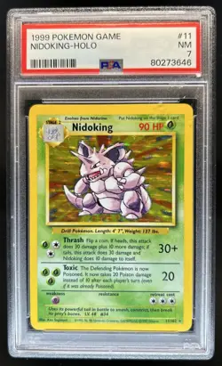 1999 Pokemon Unlimited Nidoking Holo Rare #11/102 PSA 7 - Image 1