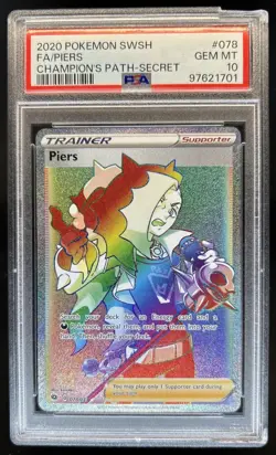 2020 Pokemon SWSH Champion's Path Piers Holo Full Art #078/073 PSA 10 - Image 1