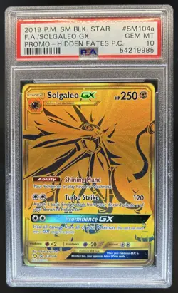 2019 Pokemon Hidden Fates PC Promo Solgaleo GX Black Star Promo #SM104a PSA 10 - Image 1